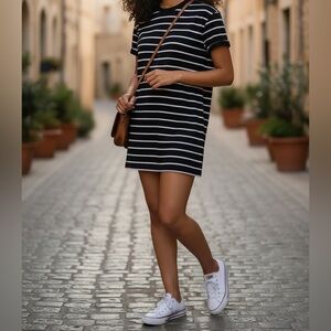 Time and Tru Striped Black and White Mini Dress